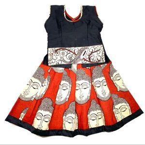 Cute Kalamkari Buddha print dress set for baby